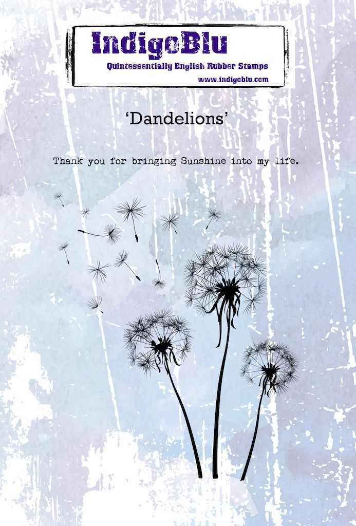 Dandelions A6 Red Rubber Stamp